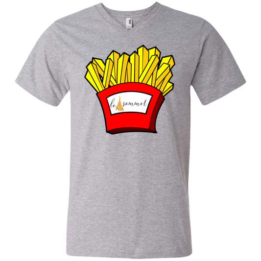 French Fries Printed V-Neck T-Shirt