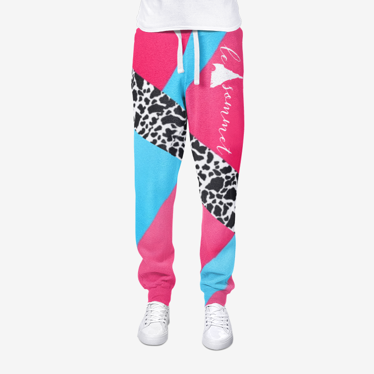 Le Sommet "Pink & Blue Colorblock" Joggers Sweatpants