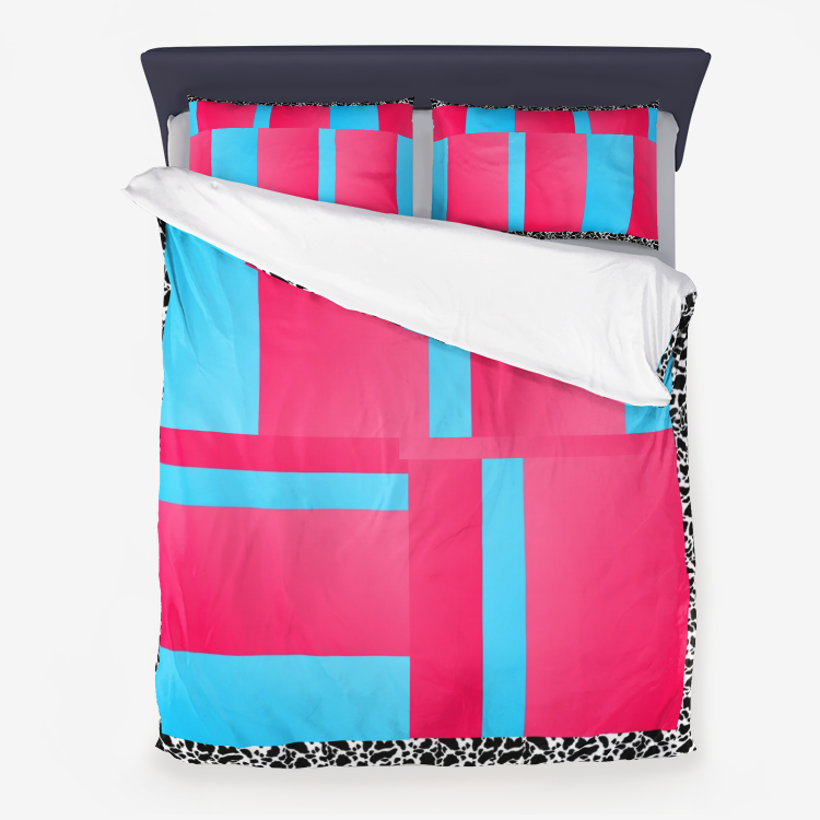 Le Sommet "Pink & Blue Colorblock" Microfiber Duvet Cover