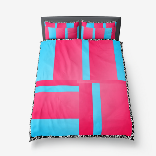 Le Sommet "Pink & Blue Colorblock" Microfiber Duvet Cover