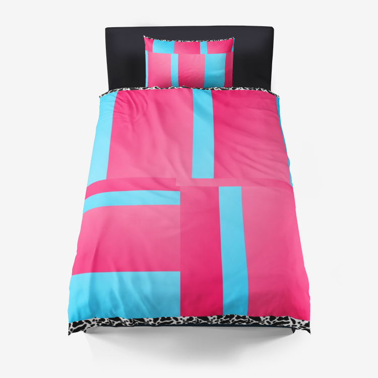 Le Sommet "Pink & Blue Colorblock" Microfiber Duvet Cover