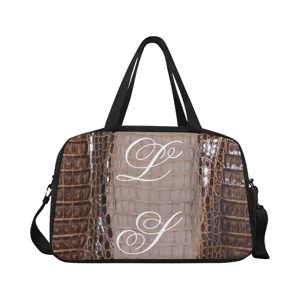 Le Sommet  "LS" Snake Skin Print Spennanight Bag (Brown)