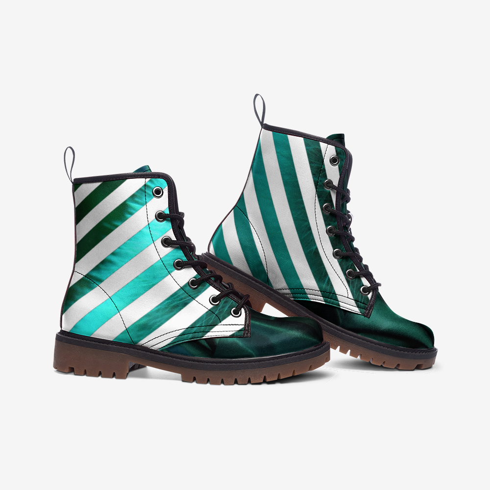 Le Sommet "D-22" Leather Boots (Teal and White)