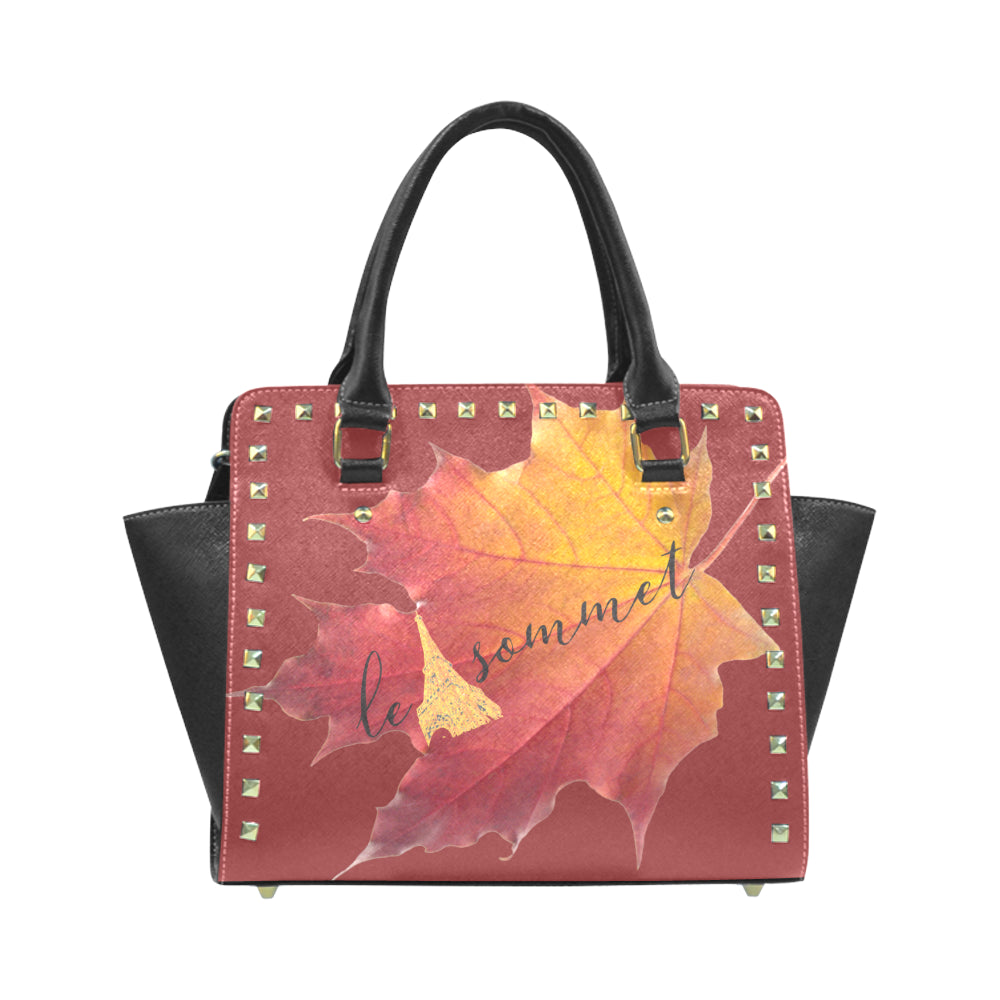 Le Sommet "Autumn Logo Leaf" Rivet Shoulder Handbag