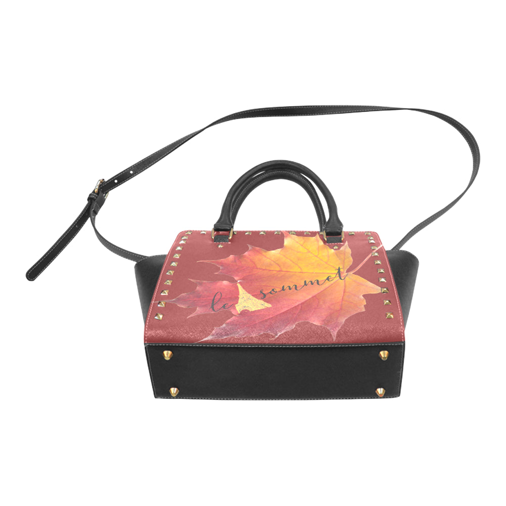 Le Sommet "Autumn Logo Leaf" Rivet Shoulder Handbag