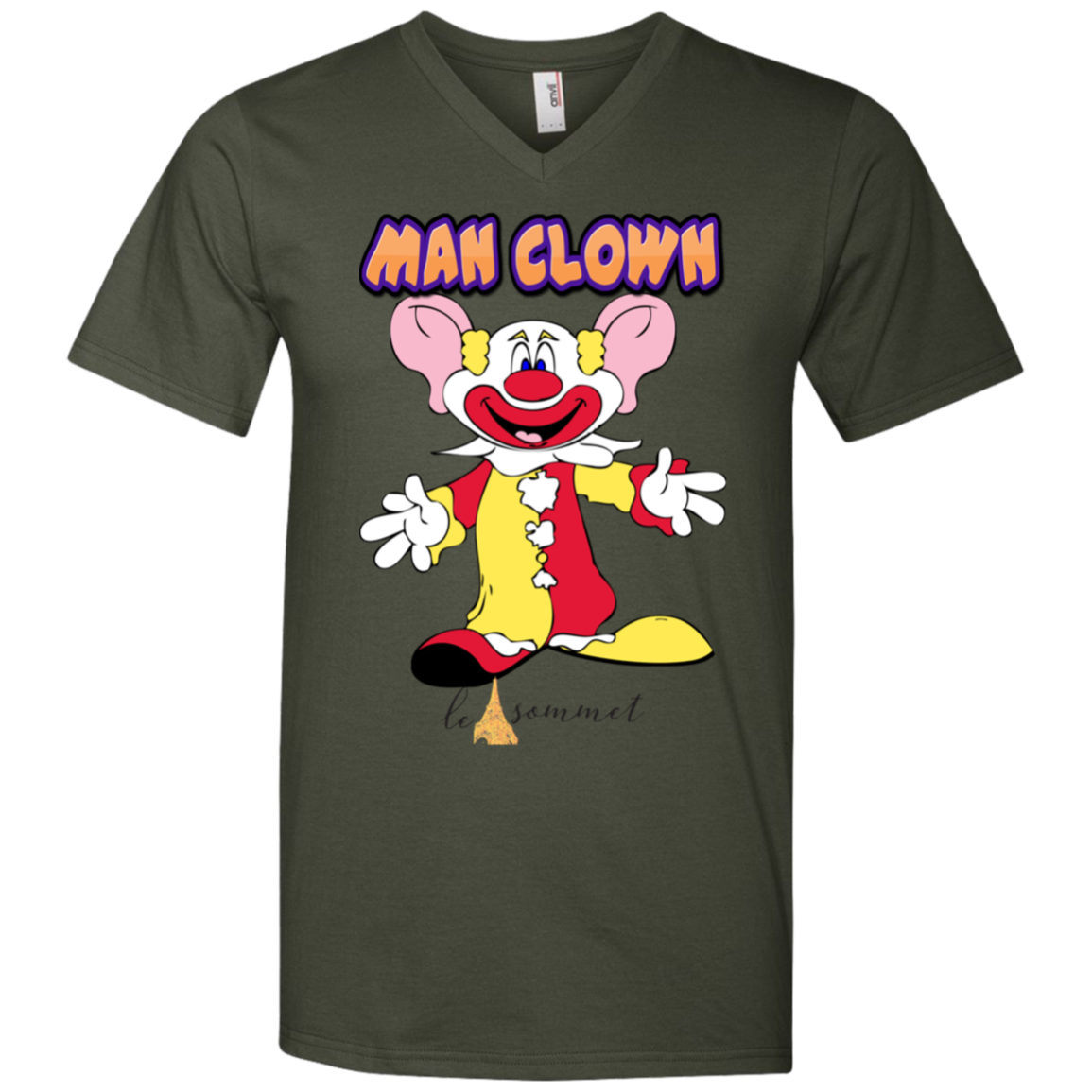 Man Clown Printed V-Neck T-Shirt