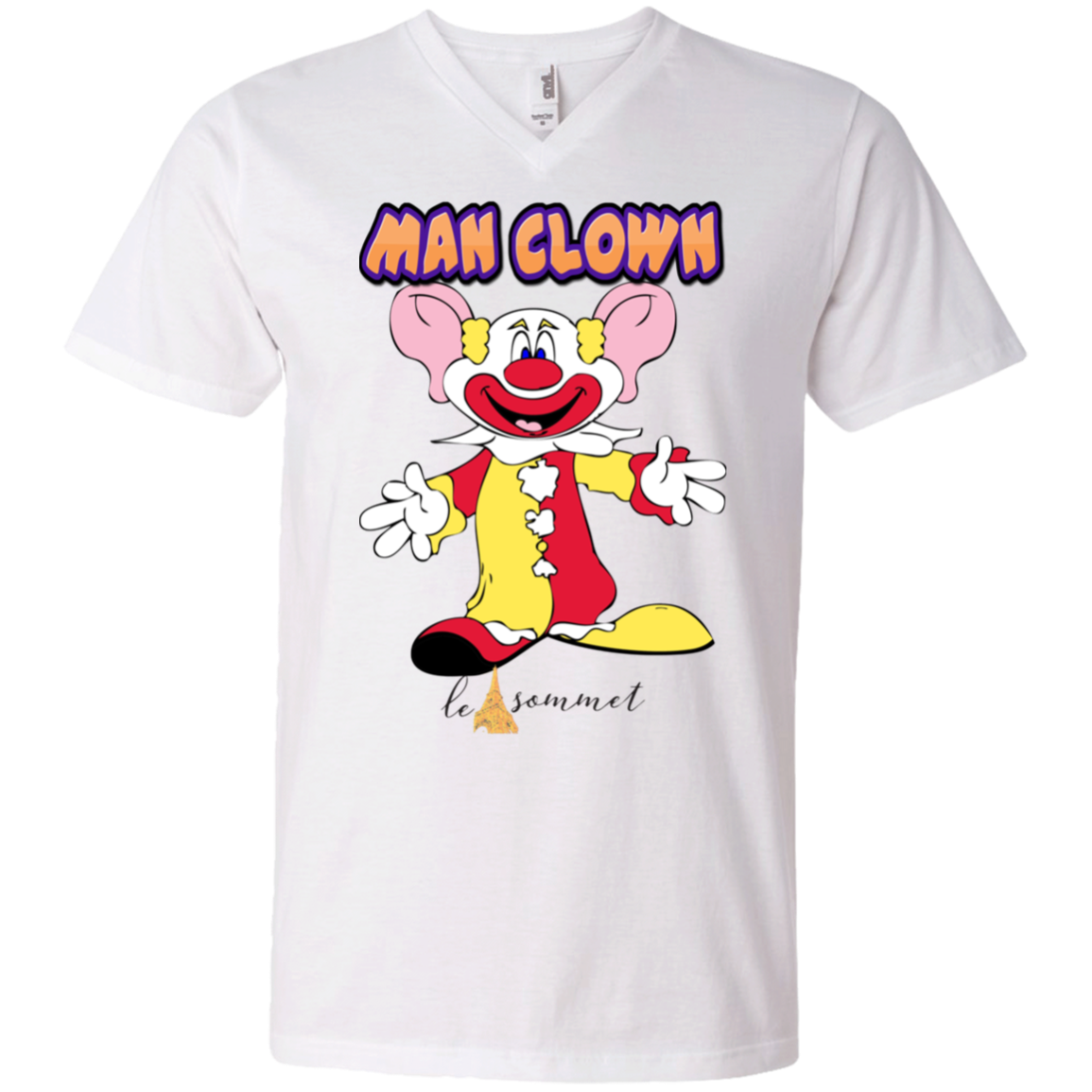 Man Clown Printed V-Neck T-Shirt