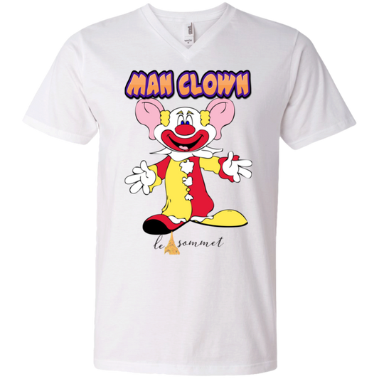 Man Clown Printed V-Neck T-Shirt