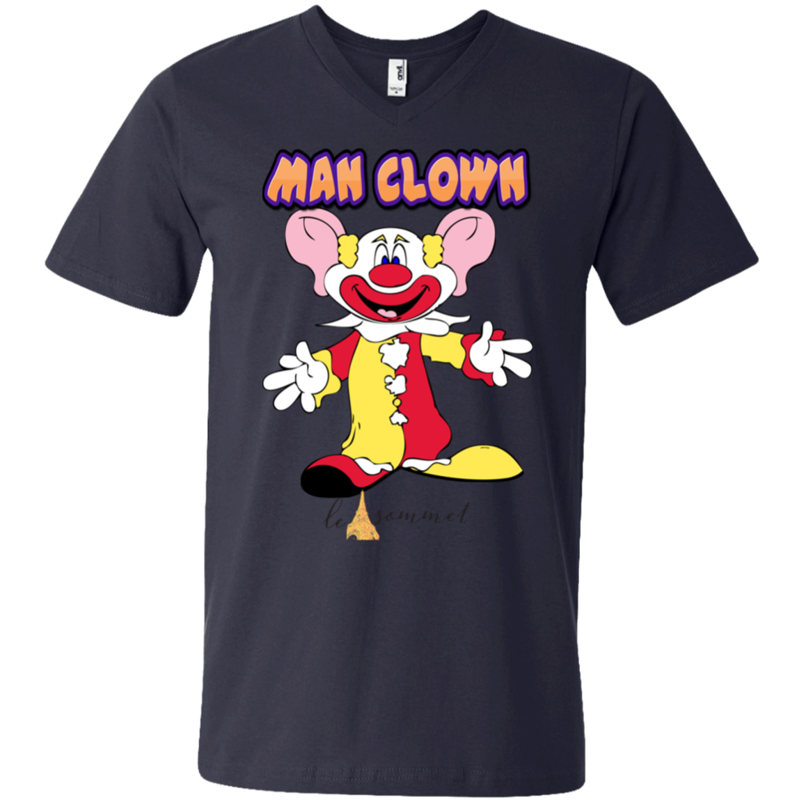 Man Clown Printed V-Neck T-Shirt