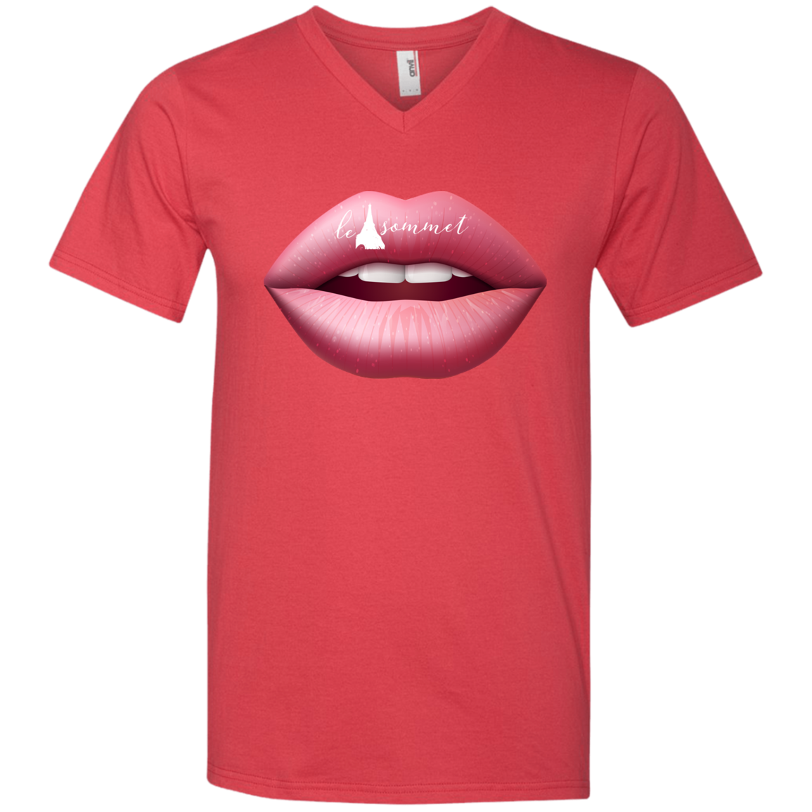 Pinky Lips Printed V-Neck T-Shirt