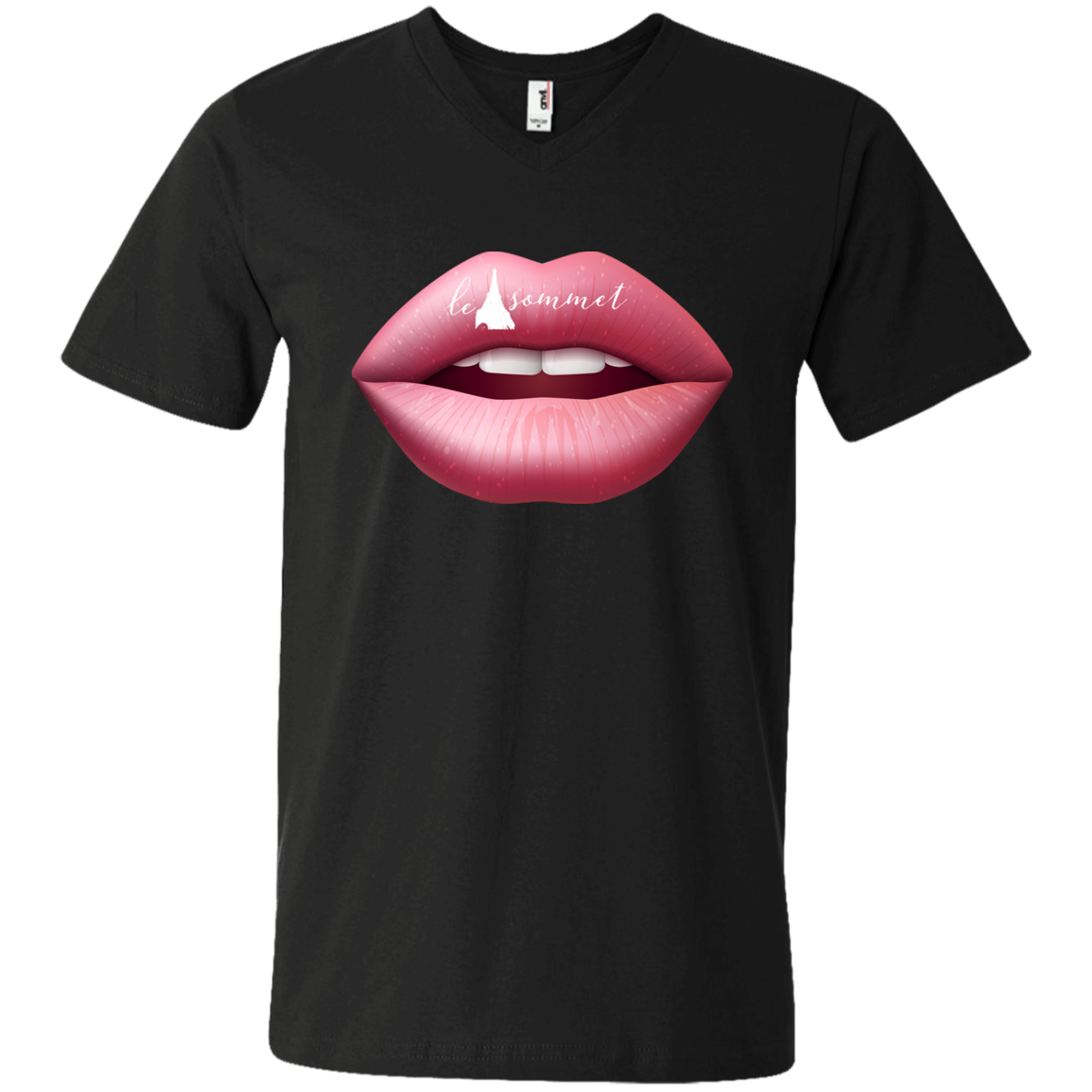 Pinky Lips Printed V-Neck T-Shirt