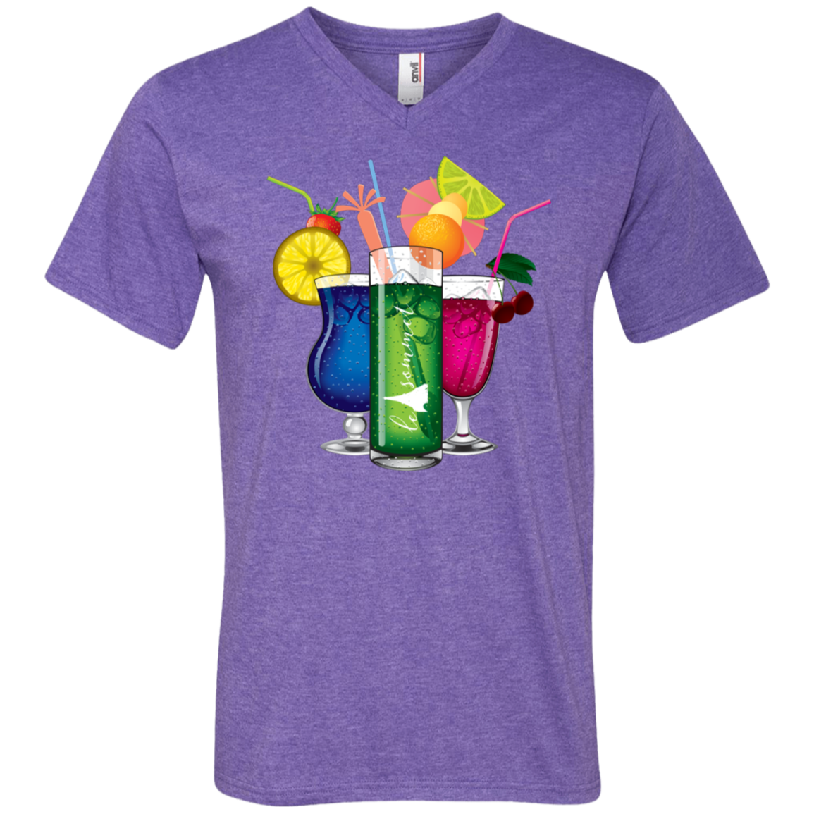 Drinks on Me Printed V-Neck T-Shirt