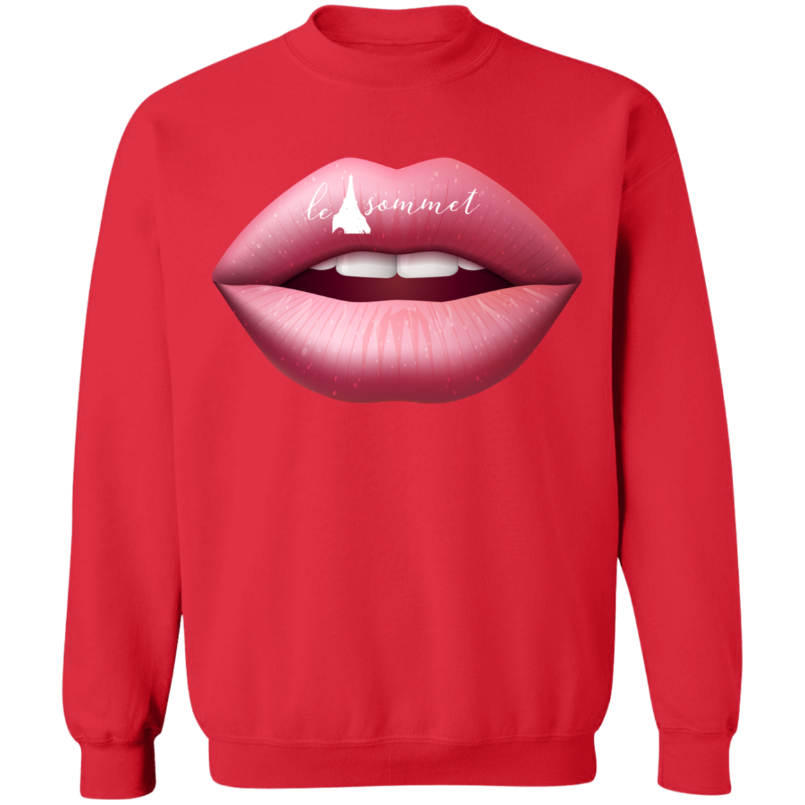 Pinky Lips Crewneck Pullover Sweatshirt  8 oz.