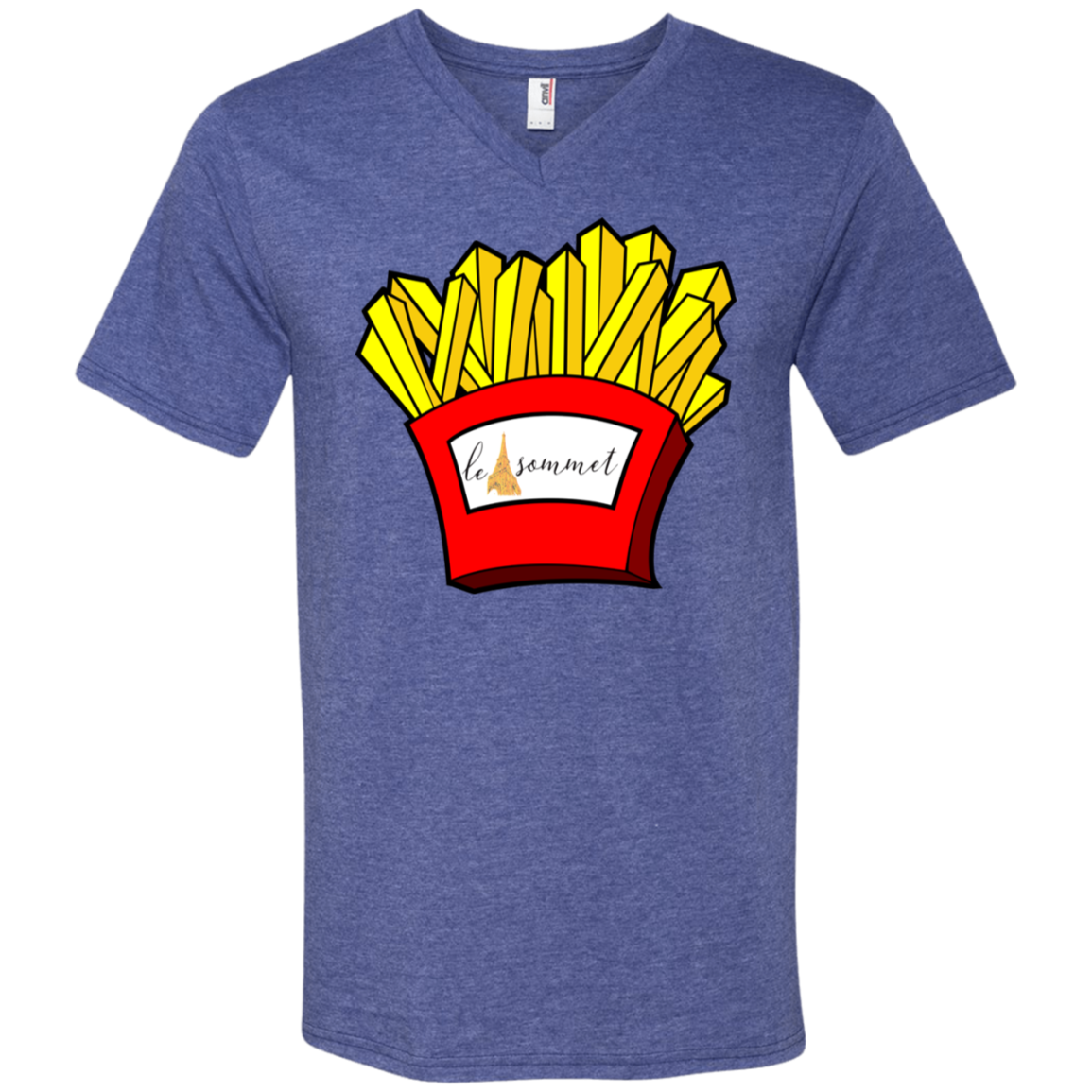 French Fries Printed V-Neck T-Shirt