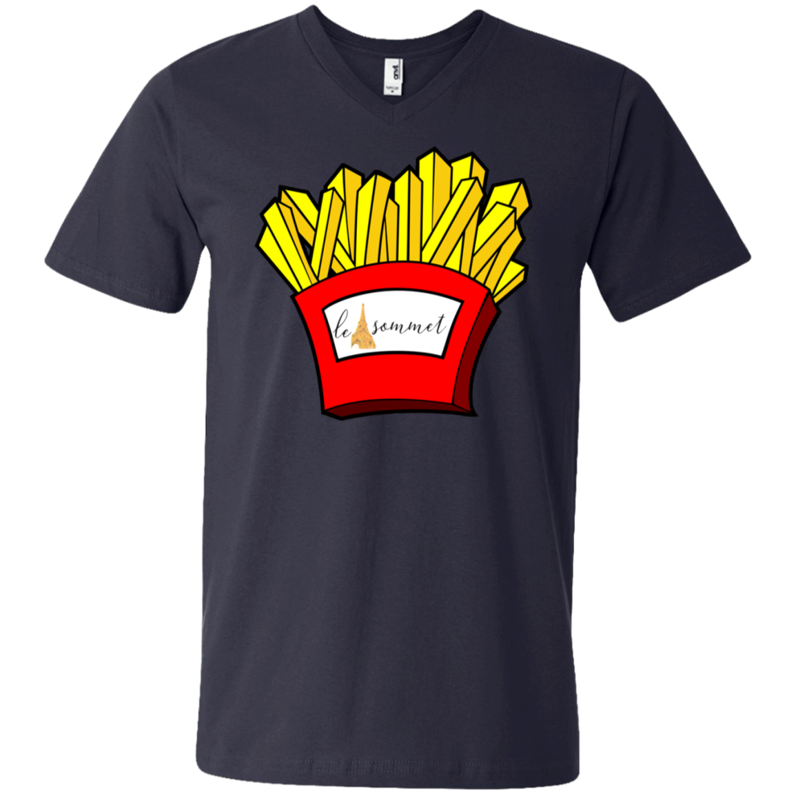 French Fries Printed V-Neck T-Shirt