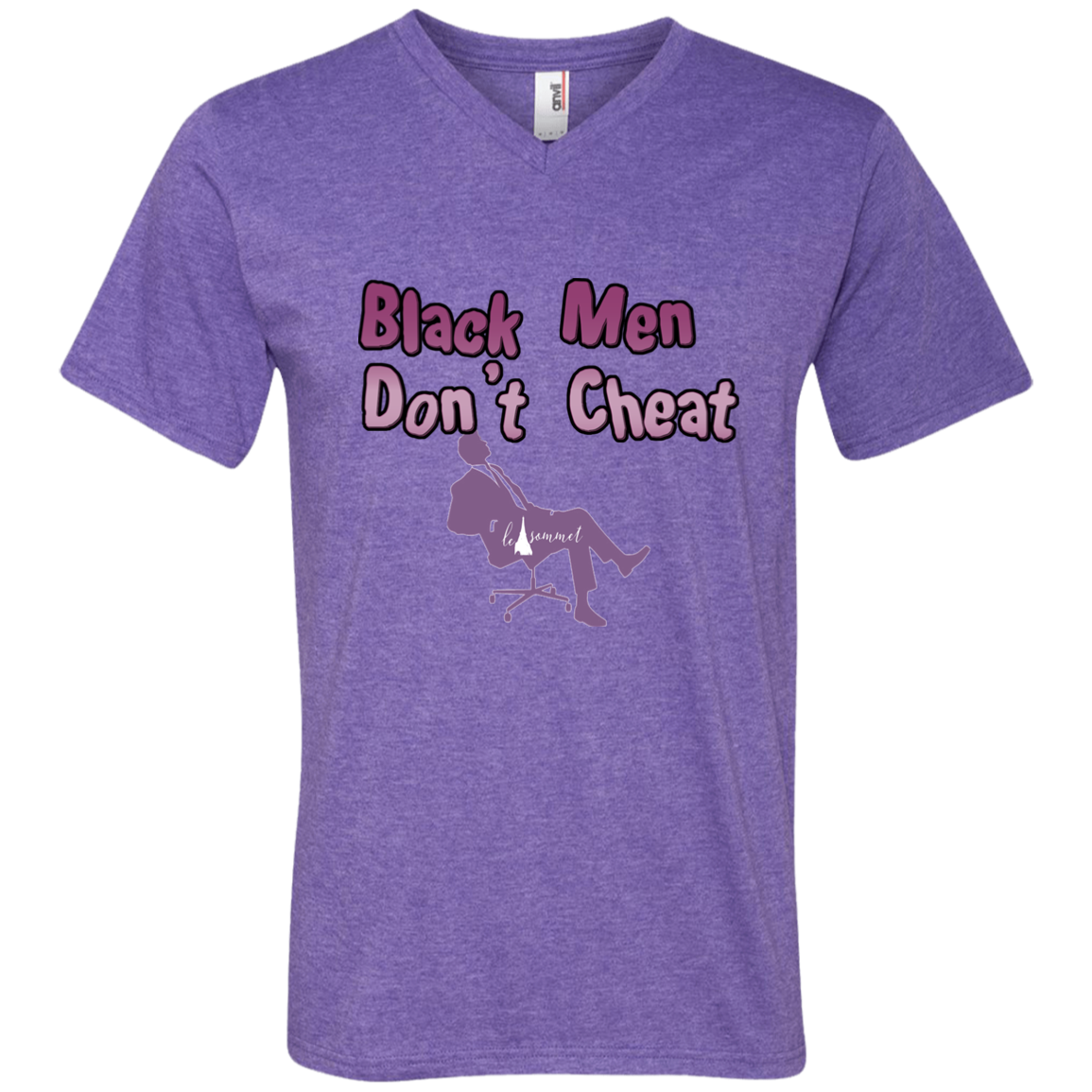 Black Men Don't Cheat Printed V-Neck T-Shirt