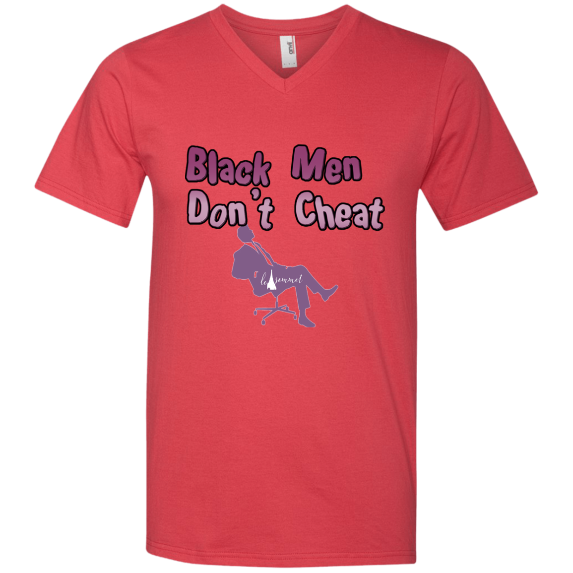 Black Men Don't Cheat Printed V-Neck T-Shirt