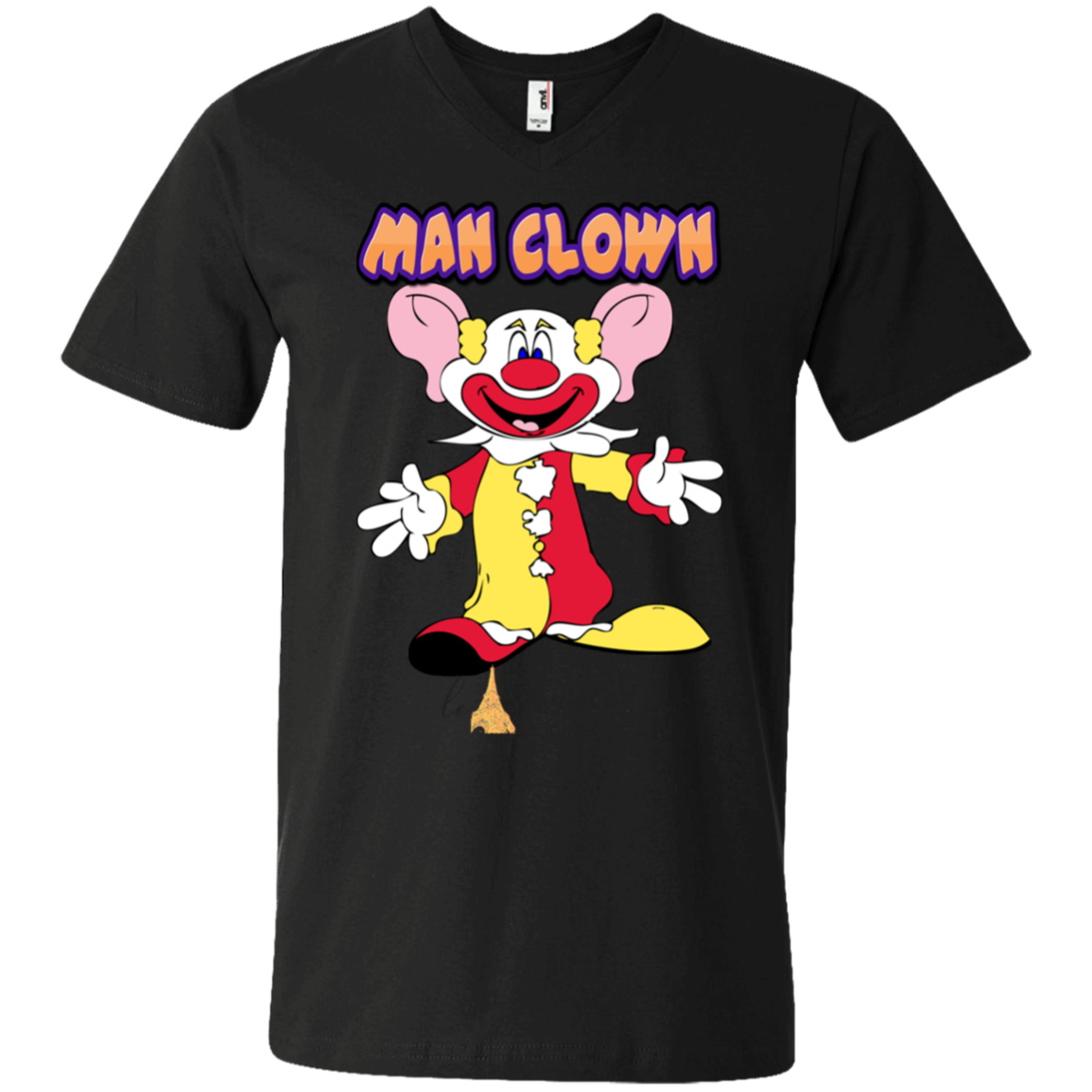 Man Clown Printed V-Neck T-Shirt