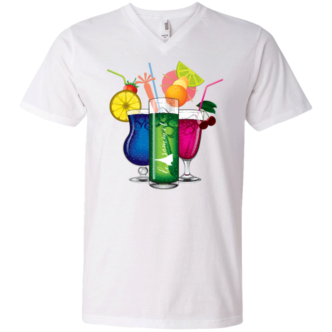 Drinks on Me Printed V-Neck T-Shirt