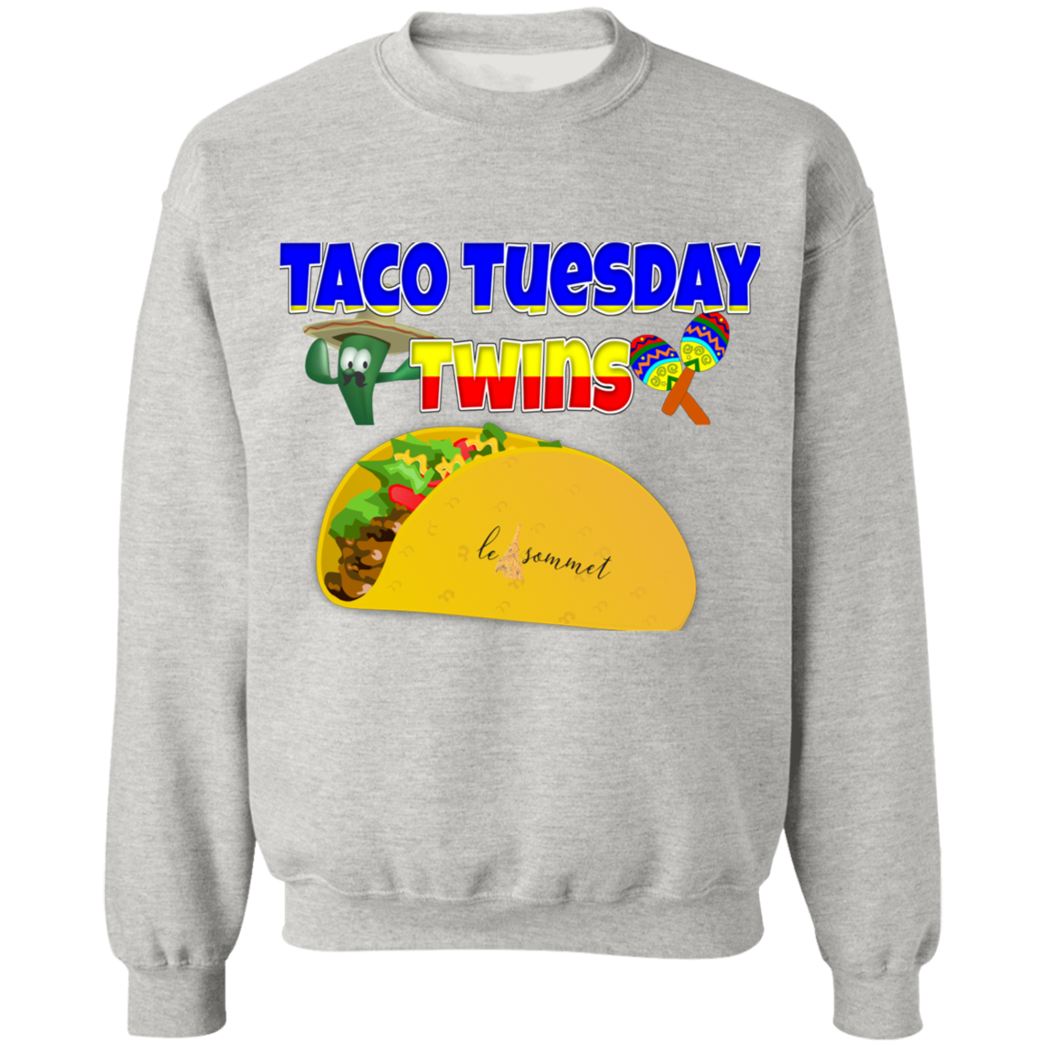 Taco Tuesday Twins Crewneck Pullover Sweatshirt  8 oz.