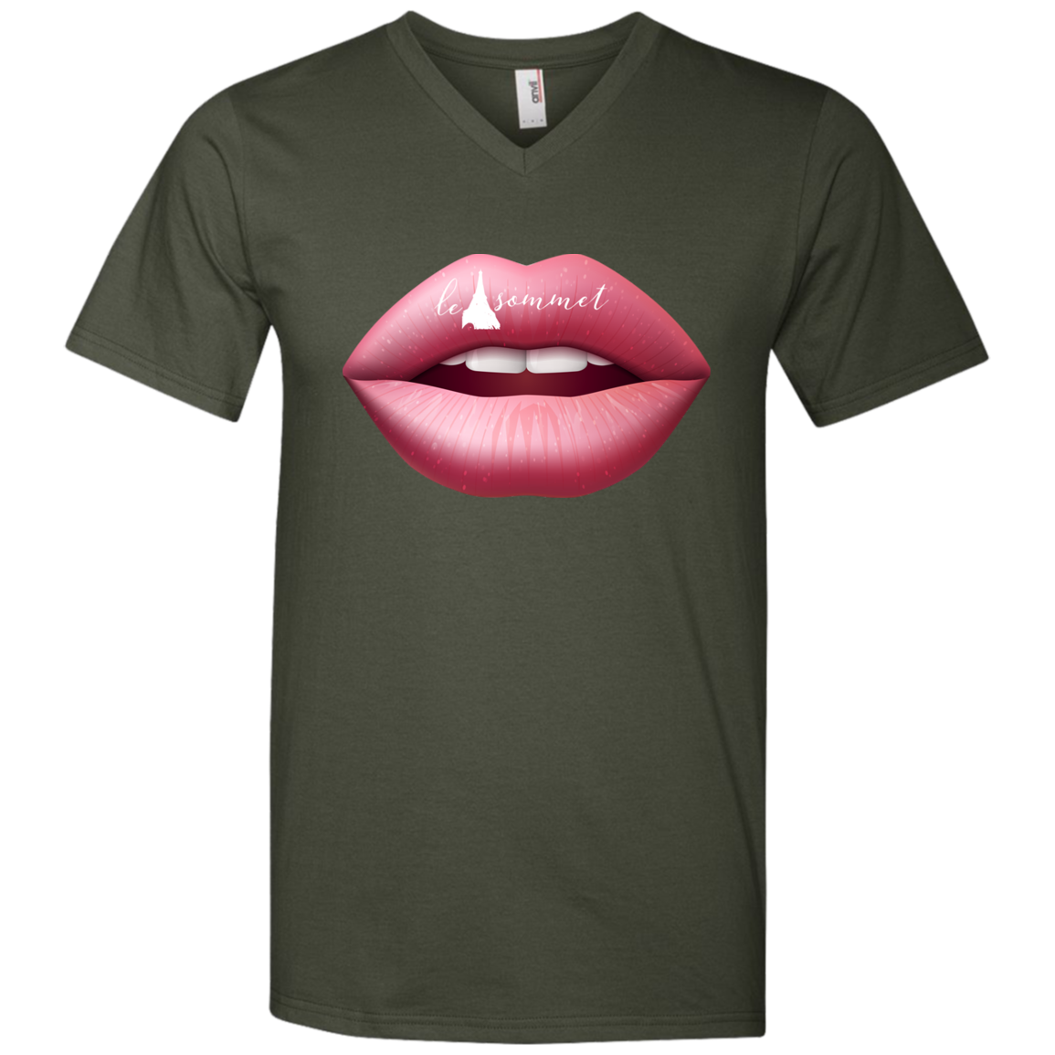 Pinky Lips Printed V-Neck T-Shirt