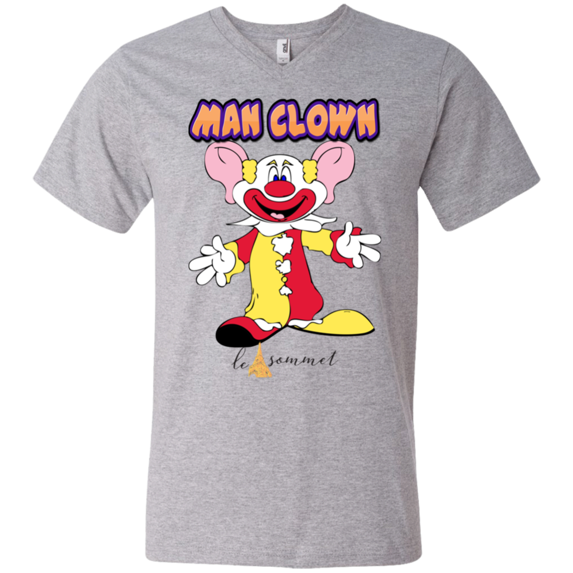 Man Clown Printed V-Neck T-Shirt