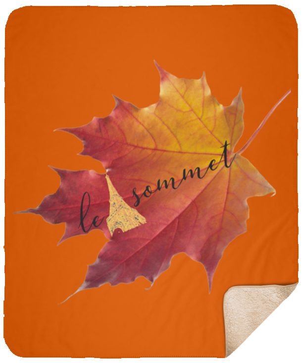 Autumn Logo Leaf Sherpa Blanket - 50x60