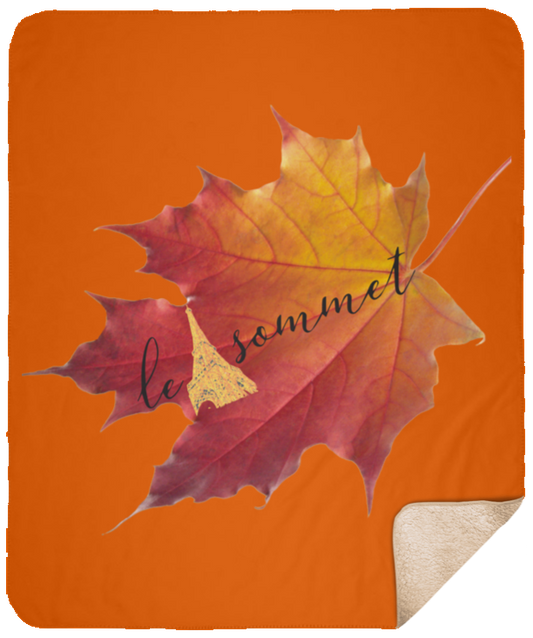 Autumn Logo Leaf Sherpa Blanket - 50x60