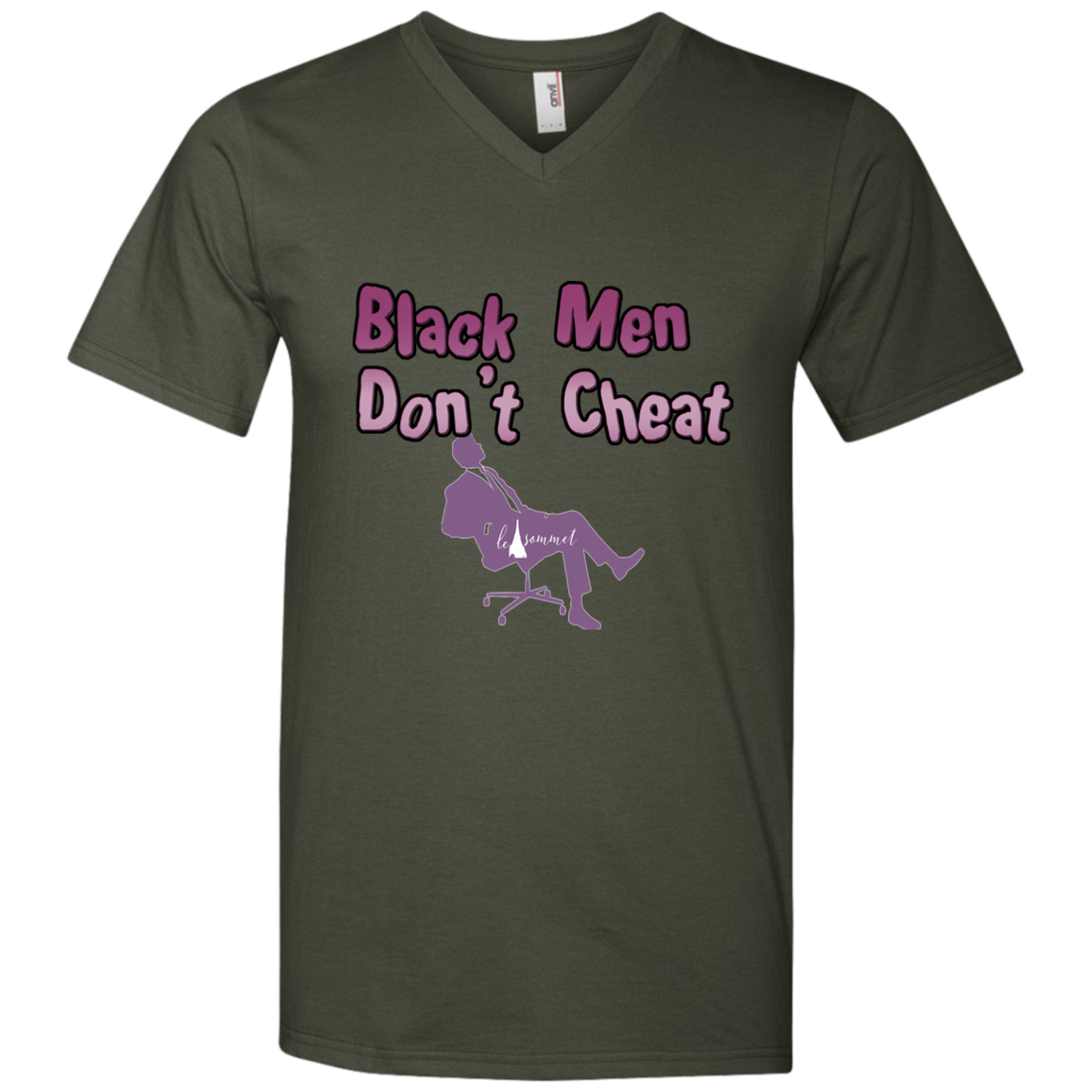 Black Men Don't Cheat Printed V-Neck T-Shirt