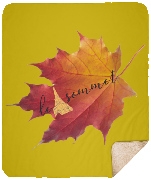 Autumn Logo Leaf Sherpa Blanket - 50x60