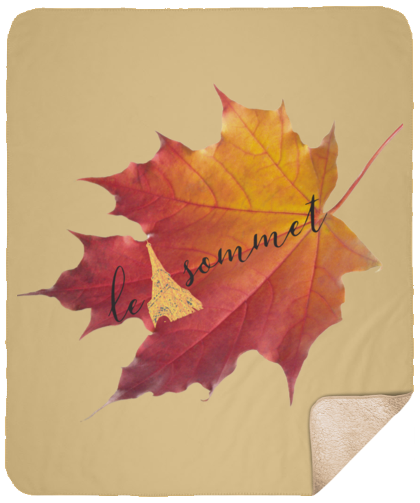 Autumn Logo Leaf Sherpa Blanket - 50x60