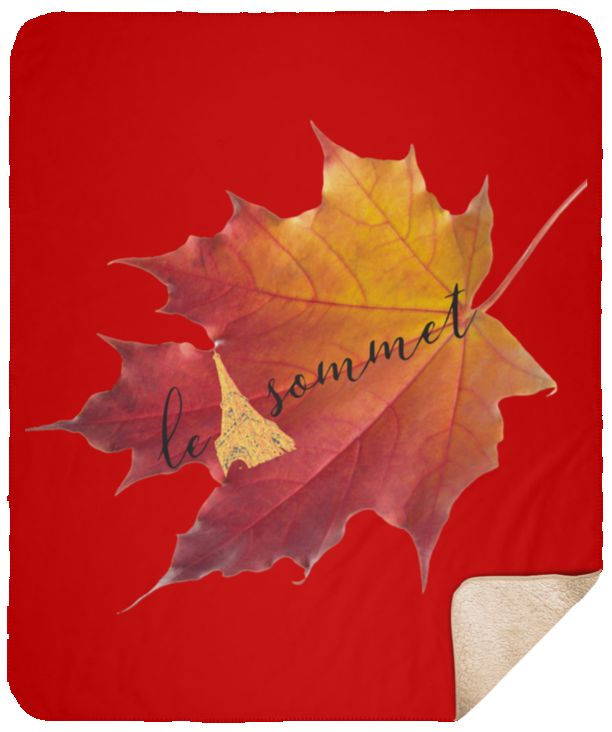 Autumn Logo Leaf Sherpa Blanket - 50x60