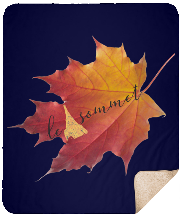 Autumn Logo Leaf Sherpa Blanket - 50x60