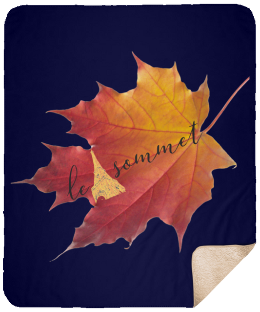 Autumn Logo Leaf Sherpa Blanket - 50x60