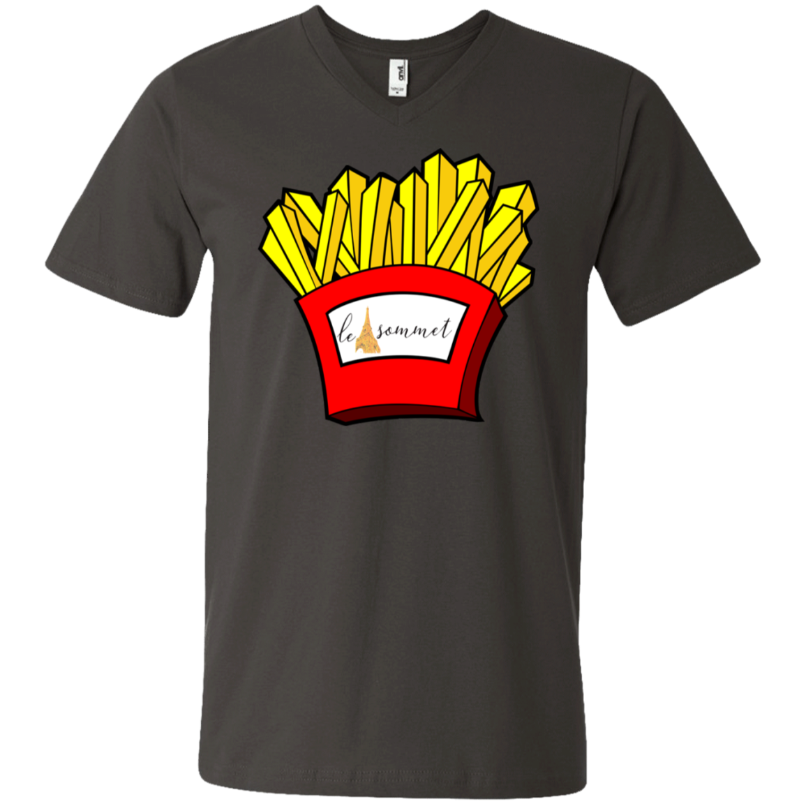 French Fries Printed V-Neck T-Shirt