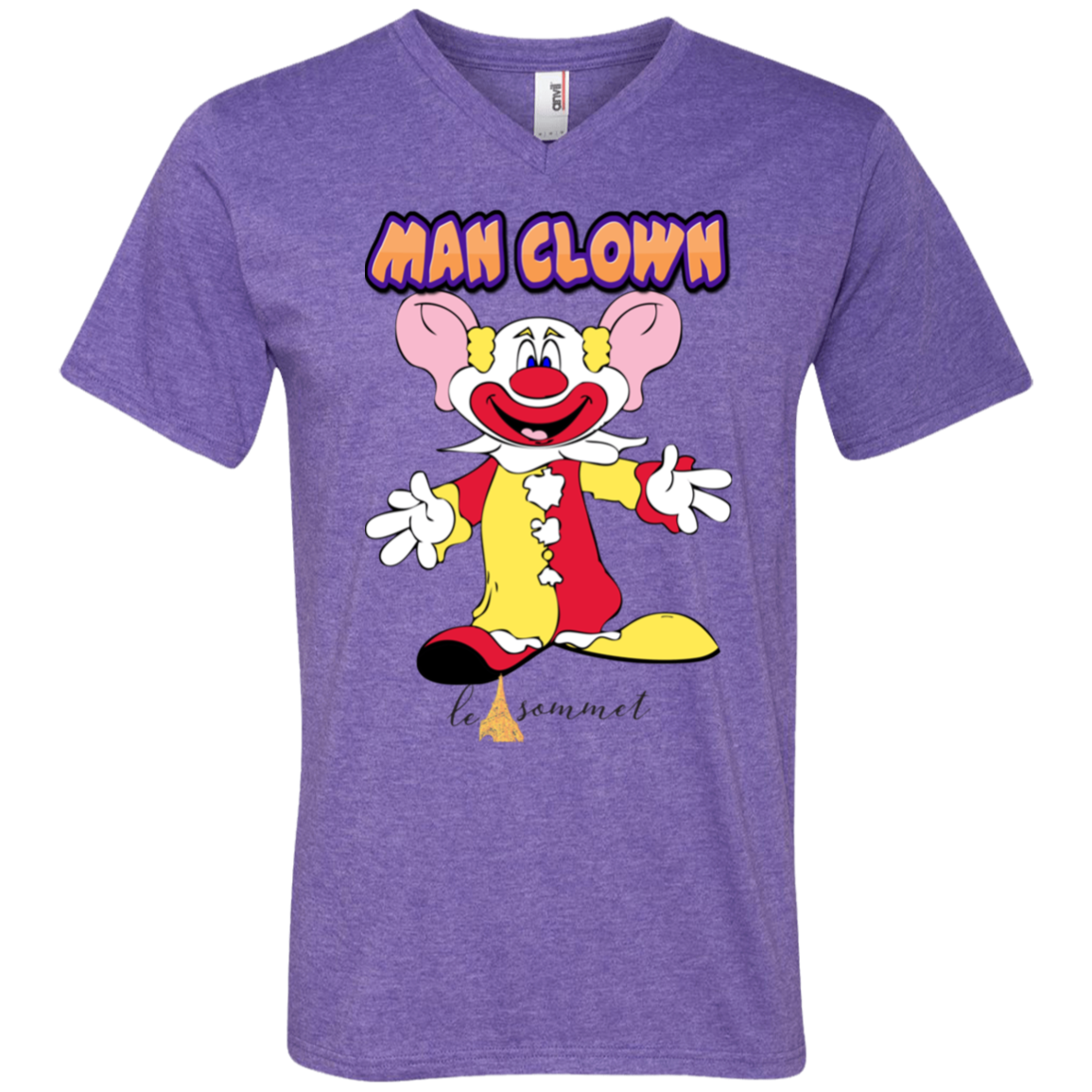 Man Clown Printed V-Neck T-Shirt