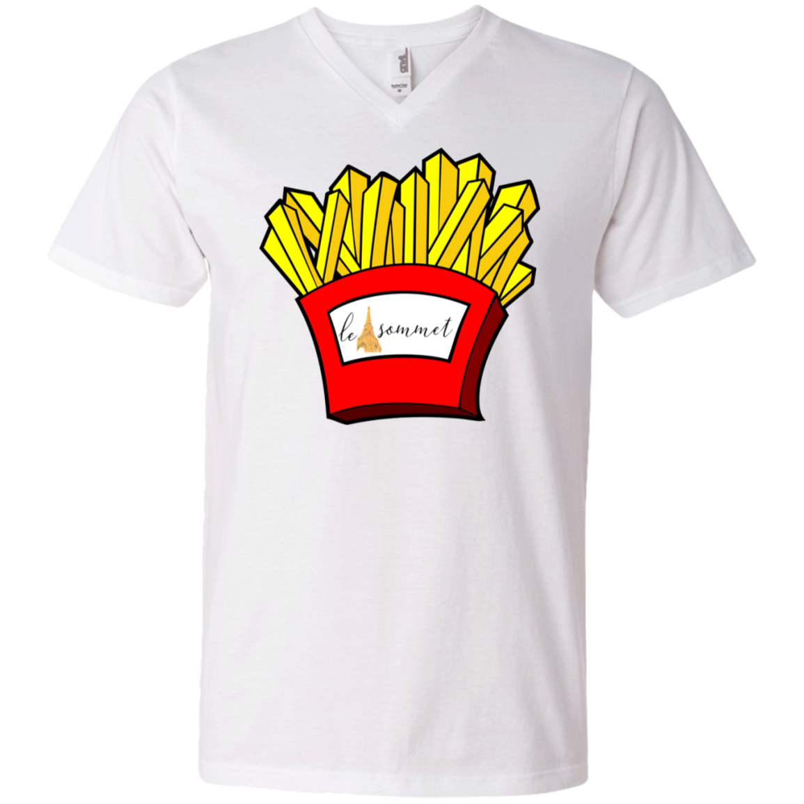 French Fries Printed V-Neck T-Shirt