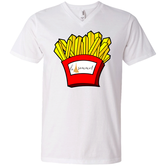 French Fries Printed V-Neck T-Shirt