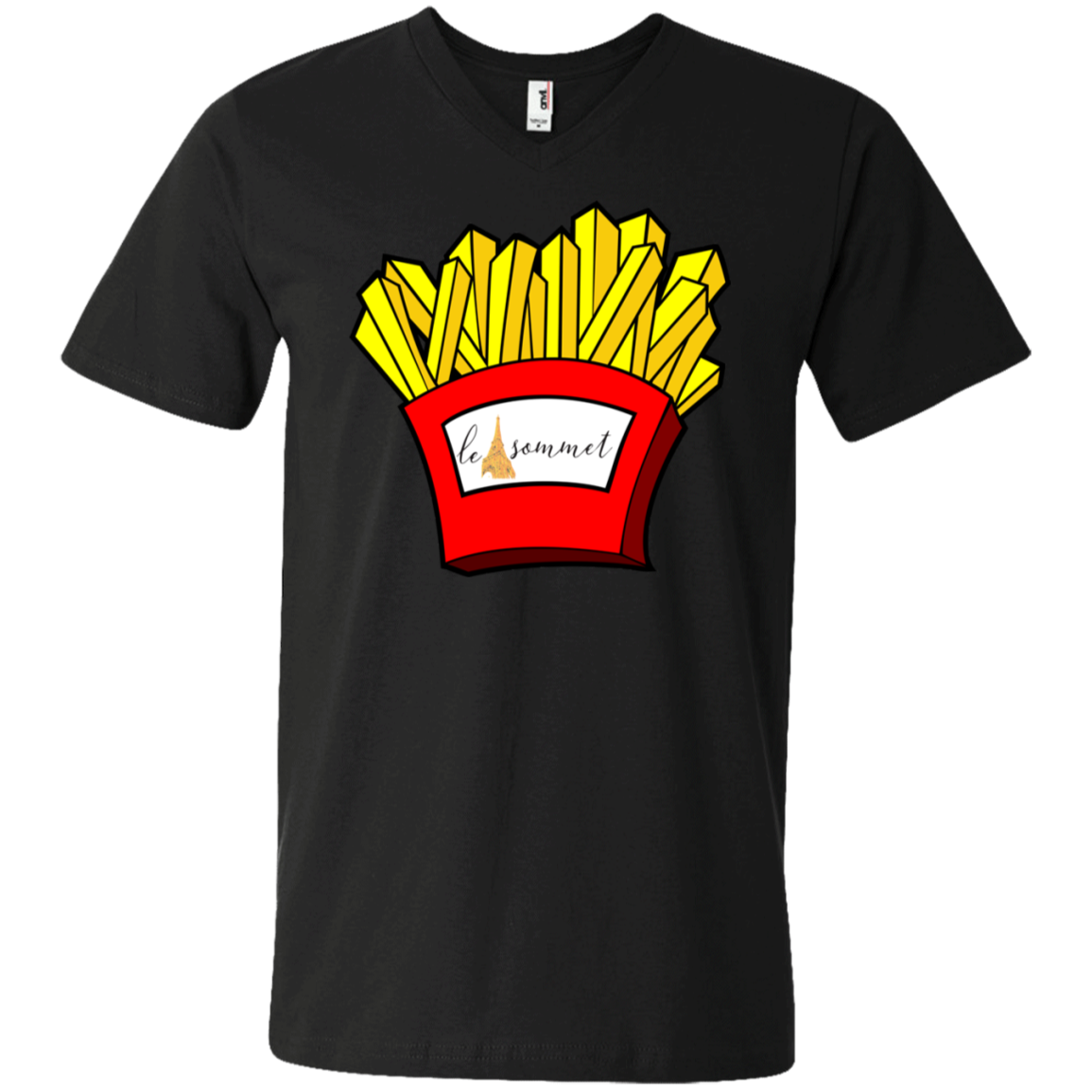 French Fries Printed V-Neck T-Shirt