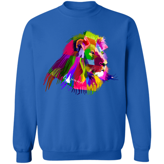 Prismatic Lion Crewneck Pullover Sweatshirt  8 oz.