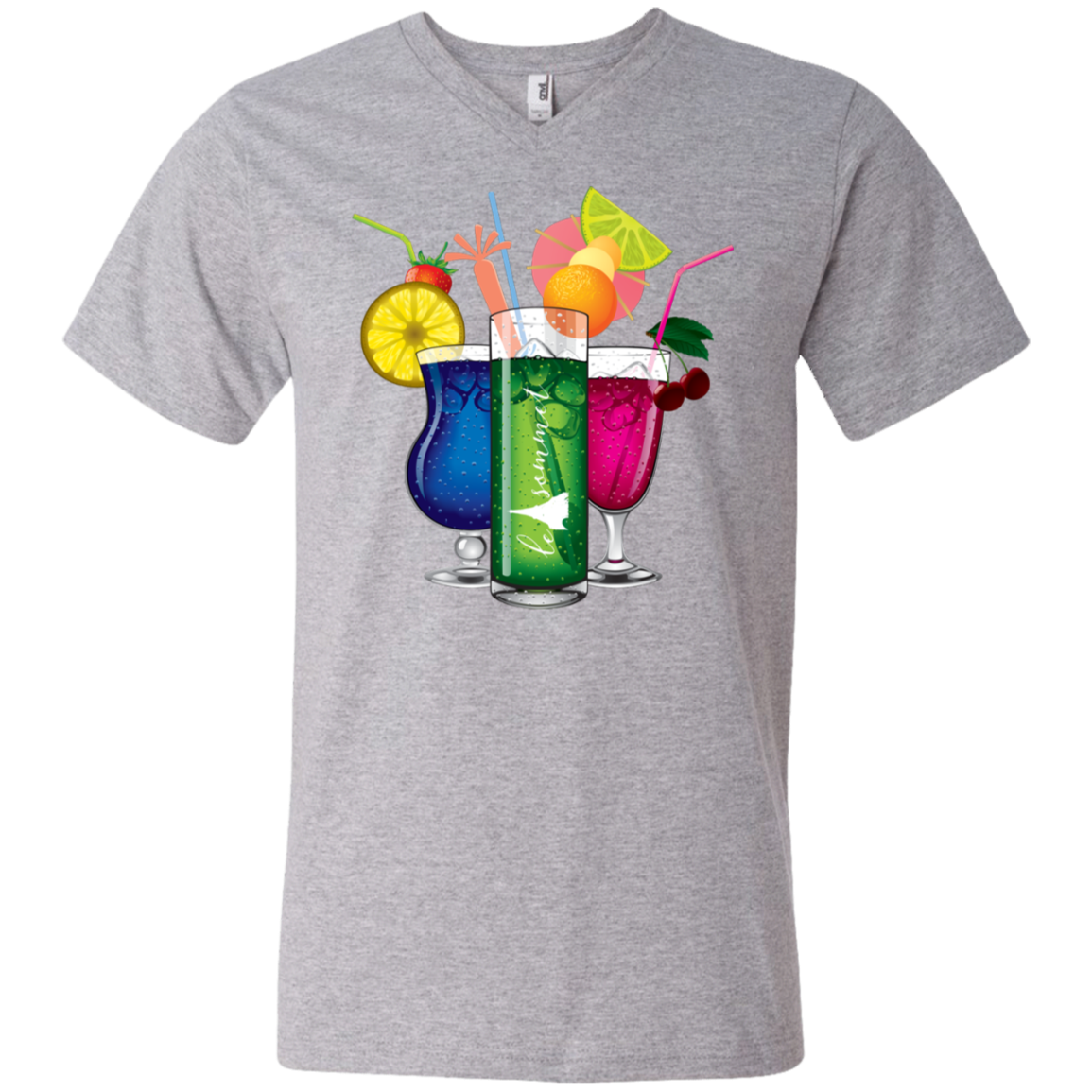 Drinks on Me Printed V-Neck T-Shirt