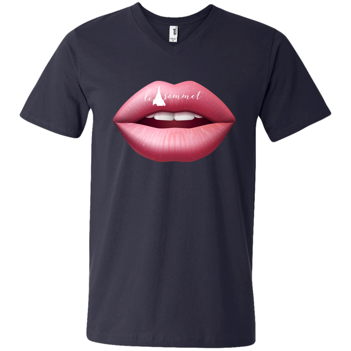 Pinky Lips Printed V-Neck T-Shirt