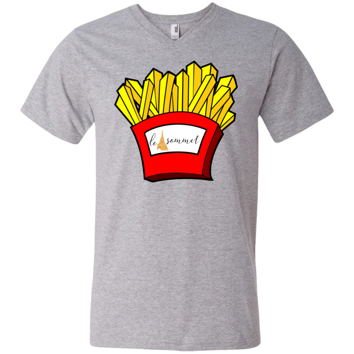 French Fries Printed V-Neck T-Shirt