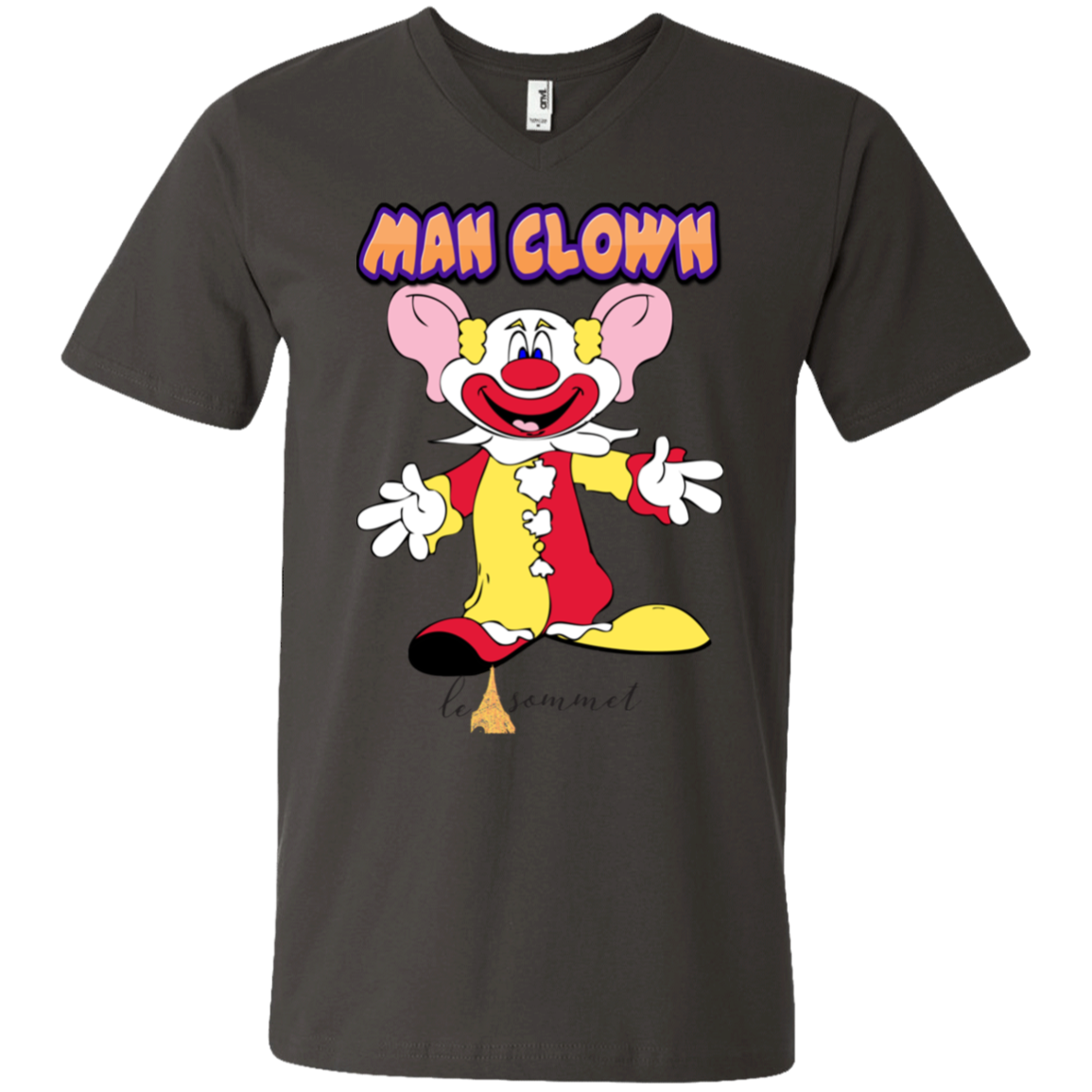 Man Clown Printed V-Neck T-Shirt