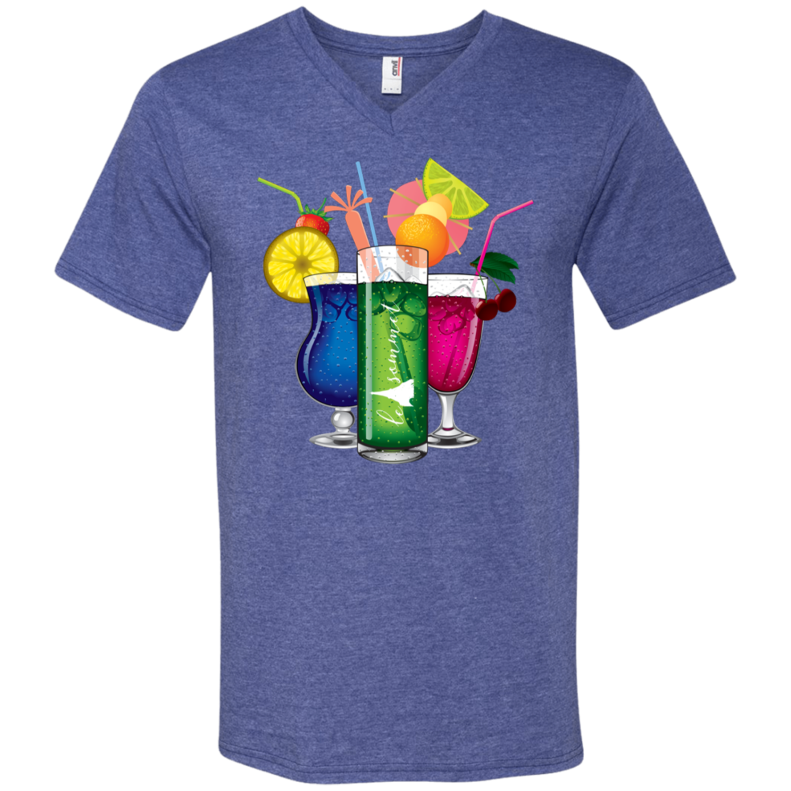 Drinks on Me Printed V-Neck T-Shirt