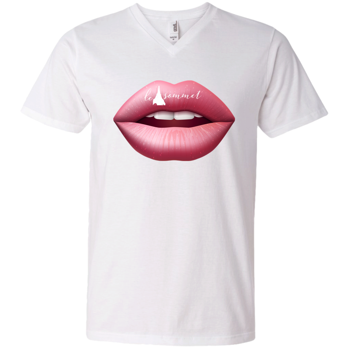 Pinky Lips Printed V-Neck T-Shirt