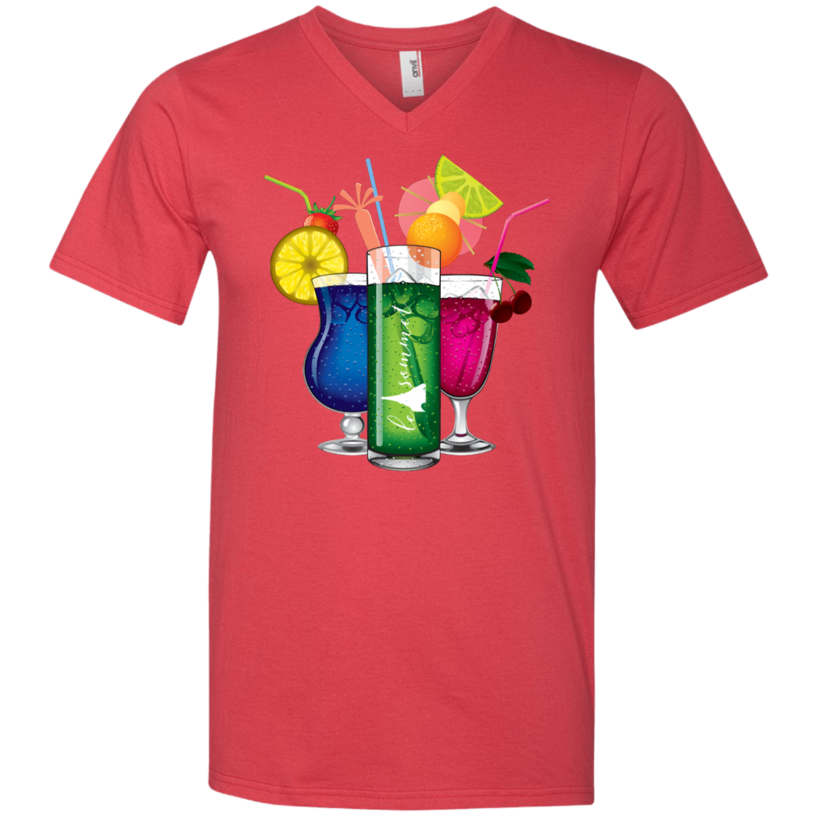 Drinks on Me Printed V-Neck T-Shirt