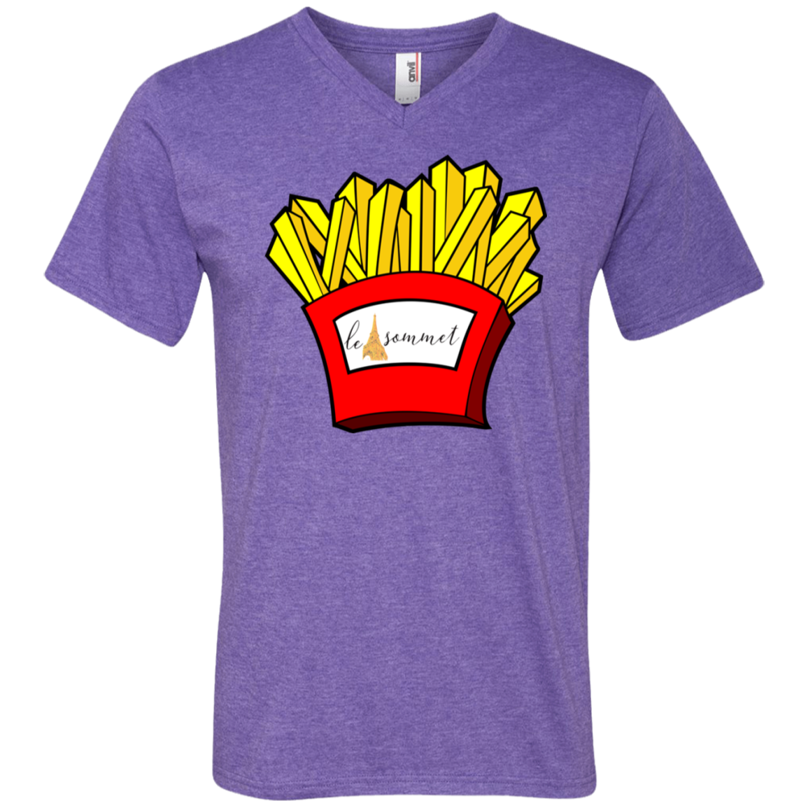 French Fries Printed V-Neck T-Shirt