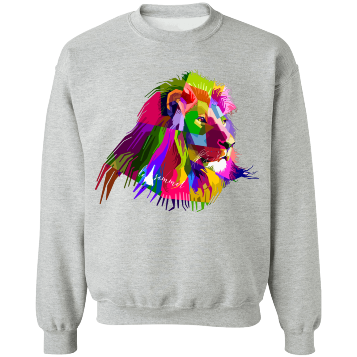 Prismatic Lion Crewneck Pullover Sweatshirt  8 oz.