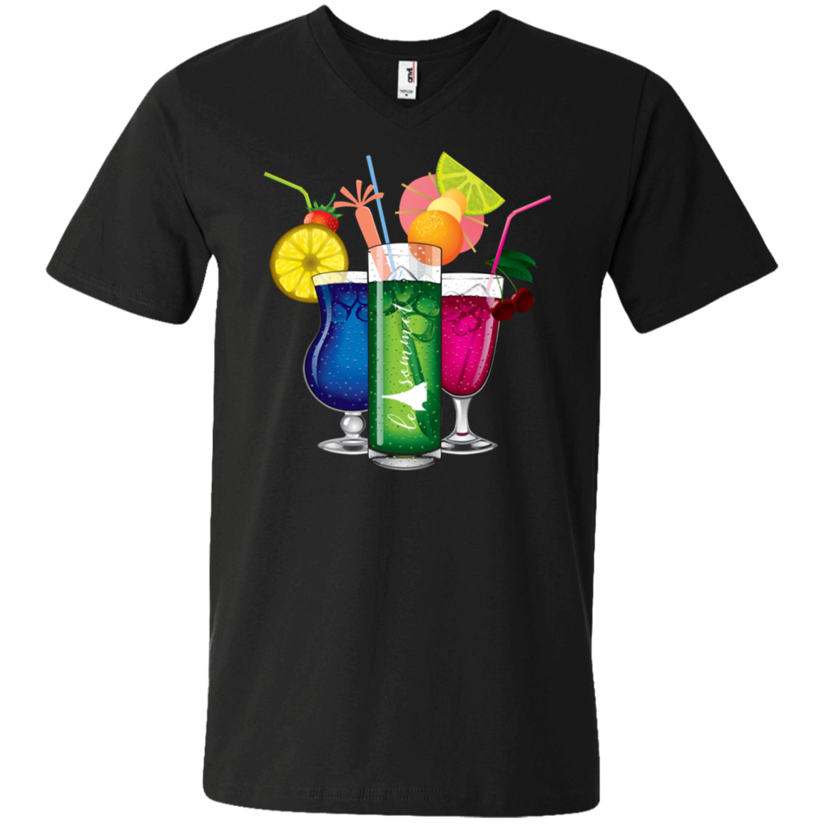 Drinks on Me Printed V-Neck T-Shirt